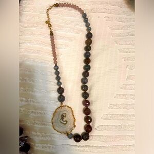Agate Amethyst, and quartz statement necklace